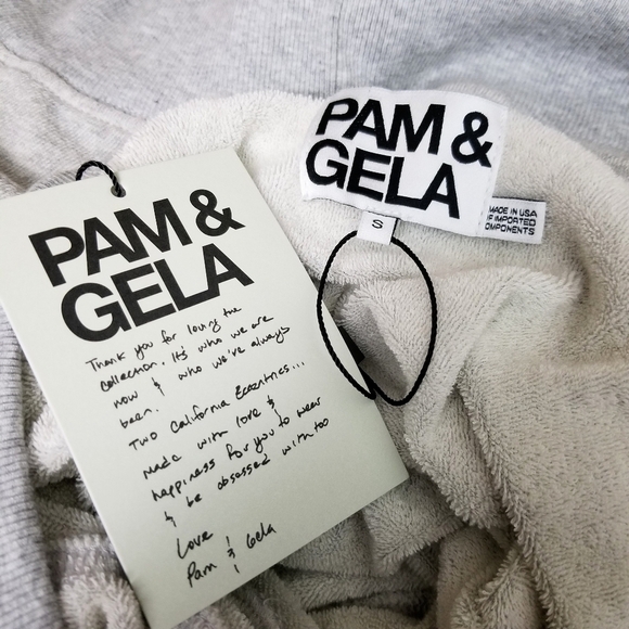 Pam & Gela cutout strappy back light heather gray sweatshirt women's size S NWT - Picture 6 of 9